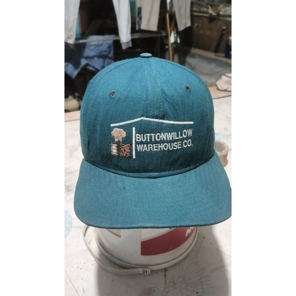 topi second Vintage Buttonwillow Warehouse Hat Cap Snap Back Green New Era Pro Model