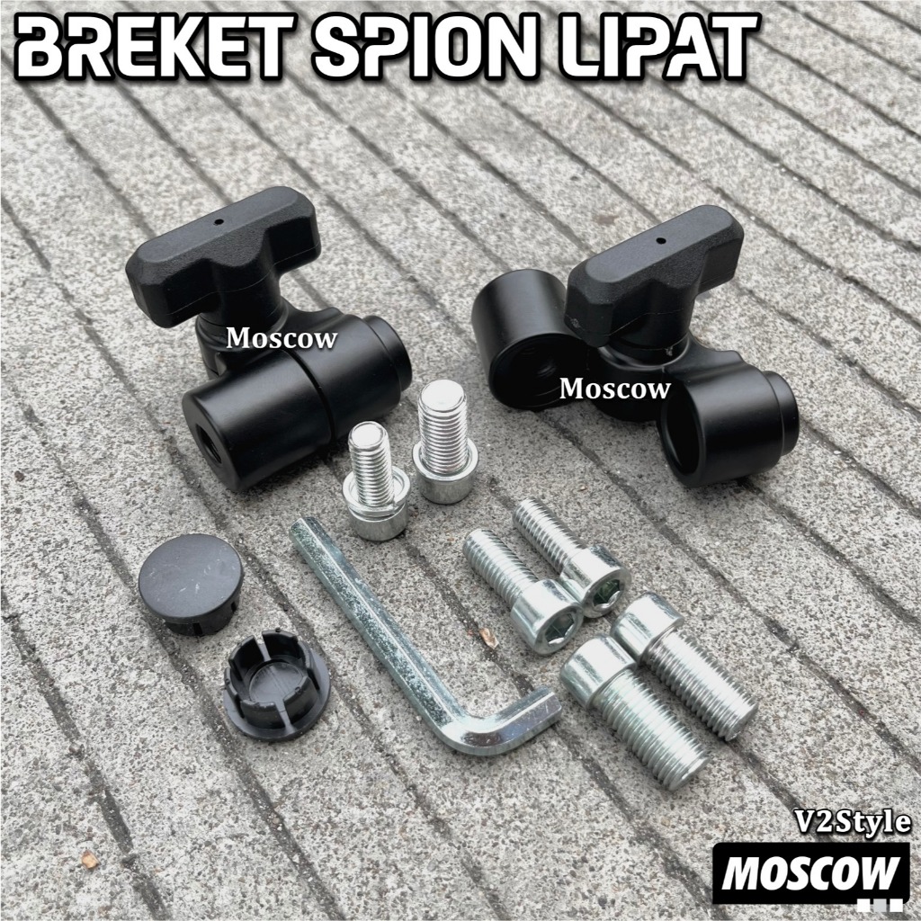 BREKET DUDUKAN SPION LIPAT 180° WARNA HITAM FULL CNC ALUMUNIUM ALLOY ARM BRACKET SPION SAMBUNGAN DRA