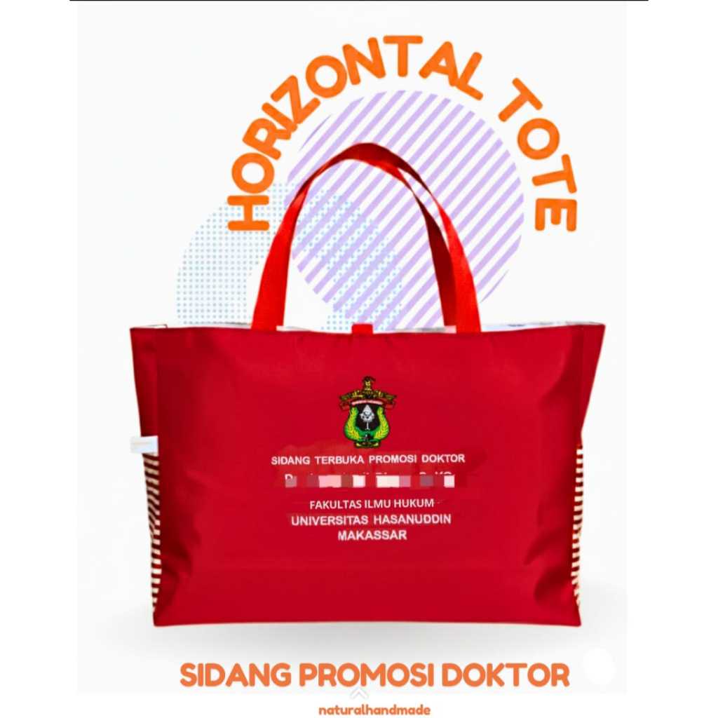 Souvenir Tote Bag Horizontal Promosi Doktor S3 Custom Logo UNPAD UNHAS UI Premium Waterproof