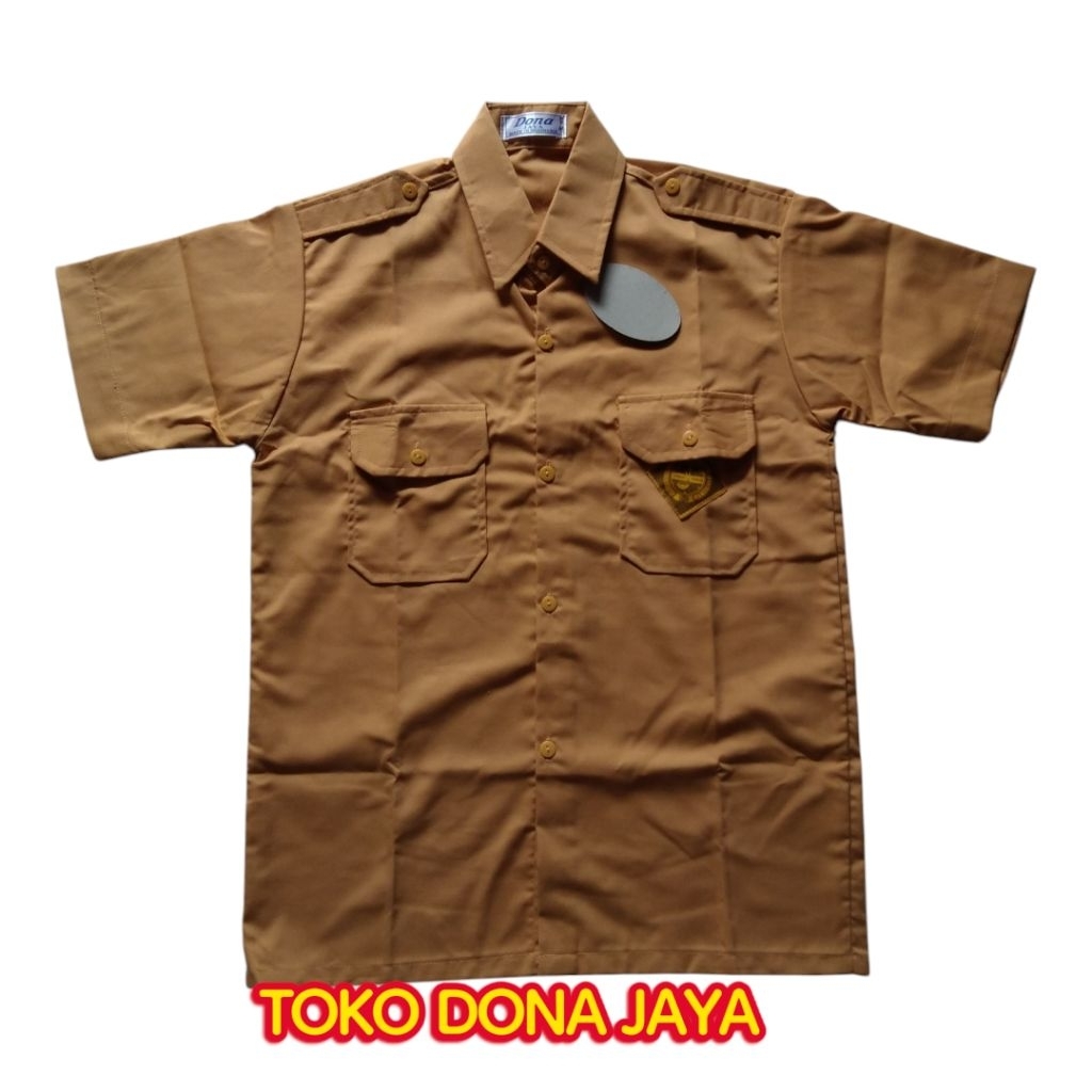 Baju Seragam Pramuka Penggalang Coklat Kuning / Seragam Sekolah / Kain Oxford / Merk Dona Jaya / Pra