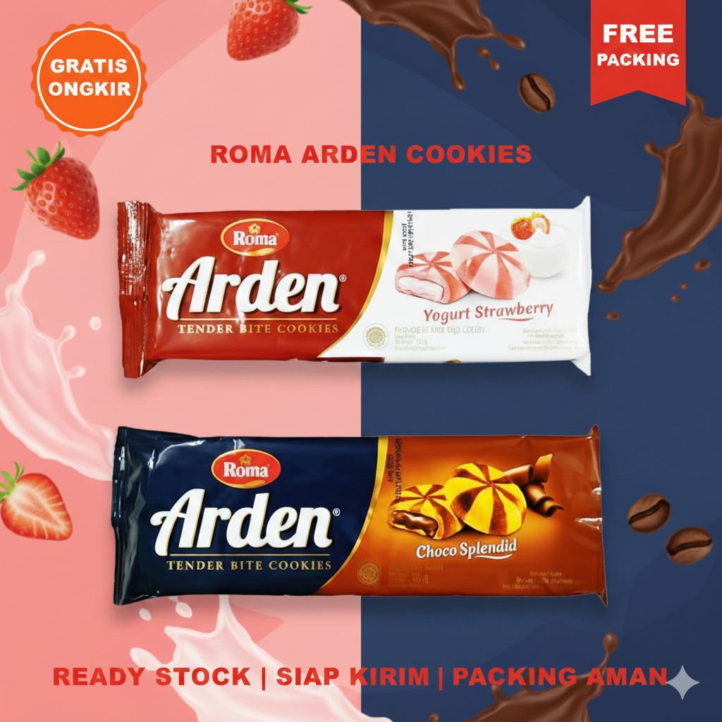 ROMA ARDEN Tender Bite Cookies 1 BOX Isi 10 Pcs - Choco Splash Strawberry Yoghurt