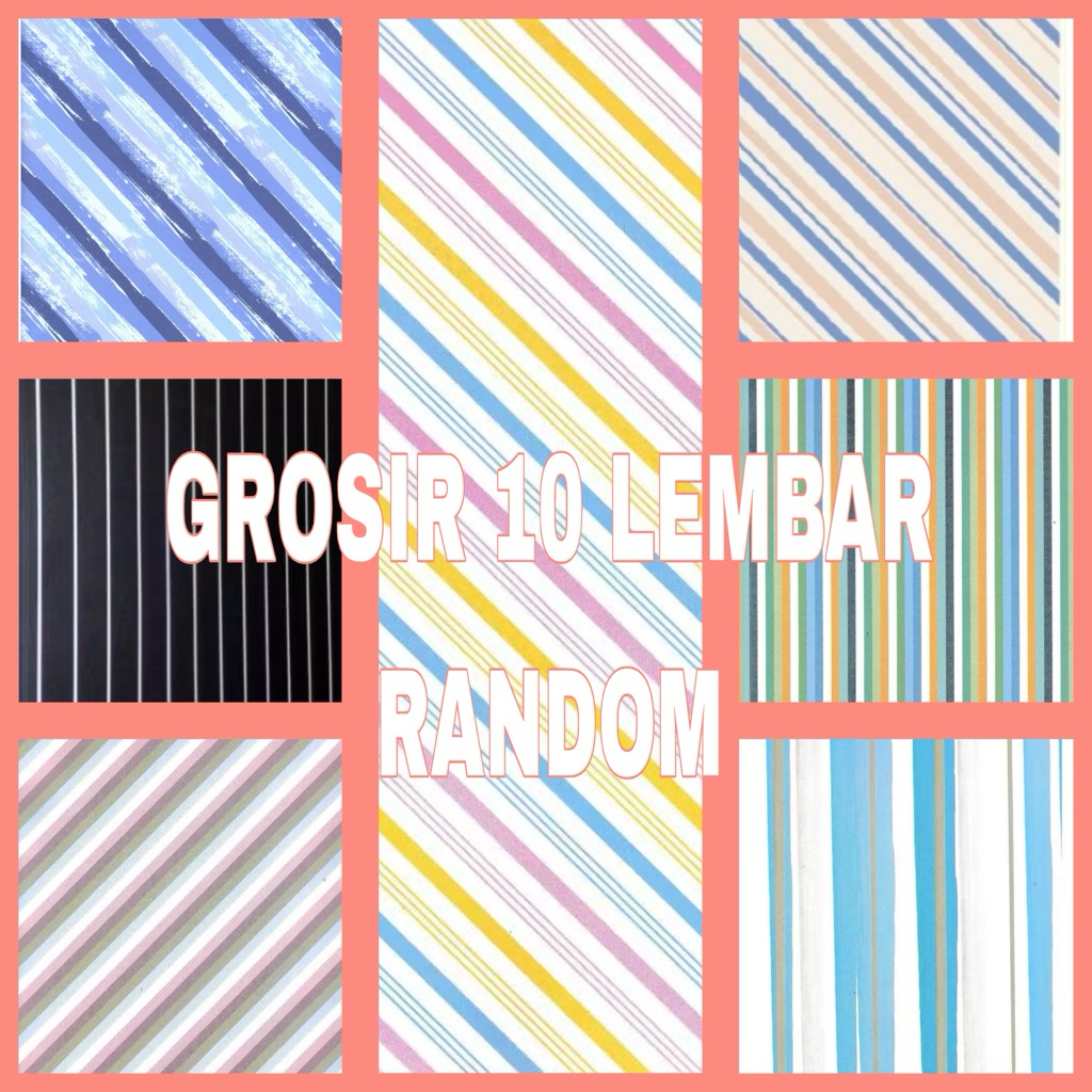 (10 lembar) KERTAS KADO BUNGKUS KADO GARIS MOTIF RENDOM MIX