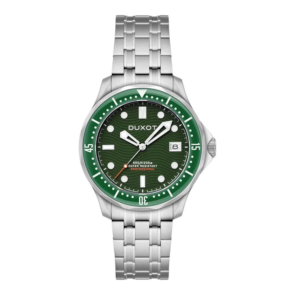 Jam Tangan Pria Man Watch Duxot Henri Diver DX-2060-33 Automatic Elite Green Dial Stainless Steel St