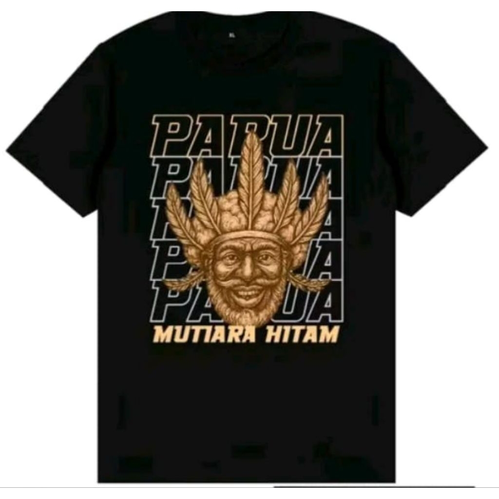 KAOS DISTRO PAPUA MUTIARA HITAM - t-shirt hitam Unisex Bahan Adem & Nyaman