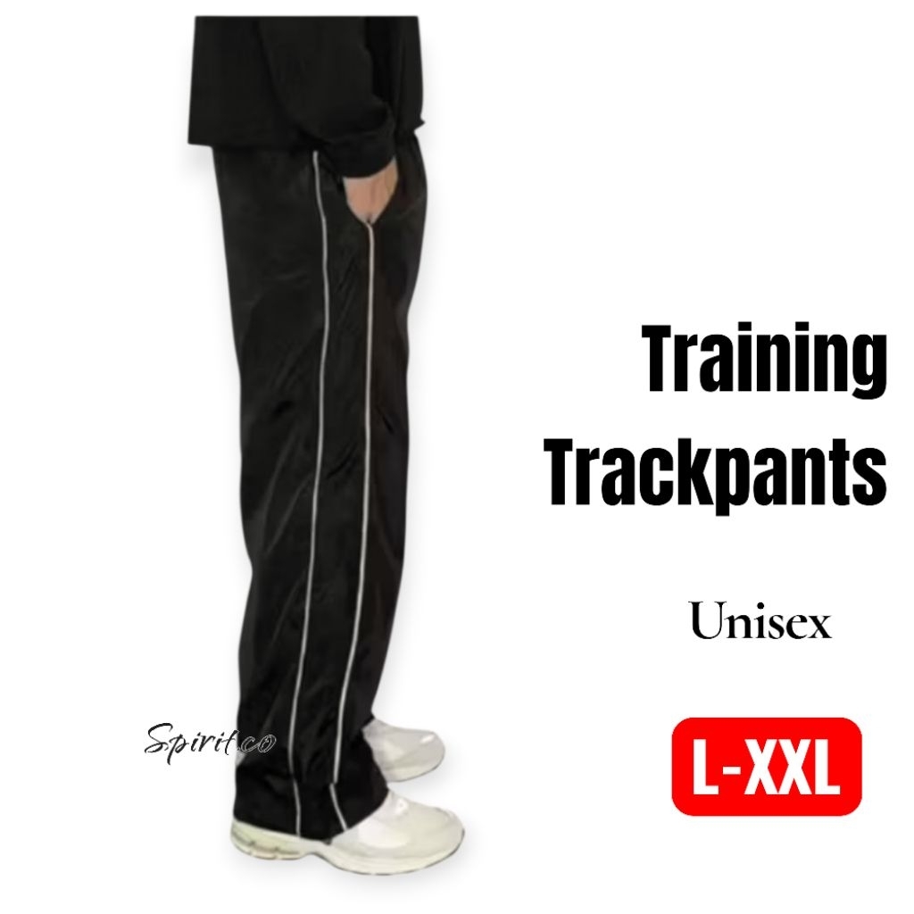 Celana Training Panjang Baggy Trackpants hitam Garis Putih Unisex Dewasa L-XXL Pria Wanita