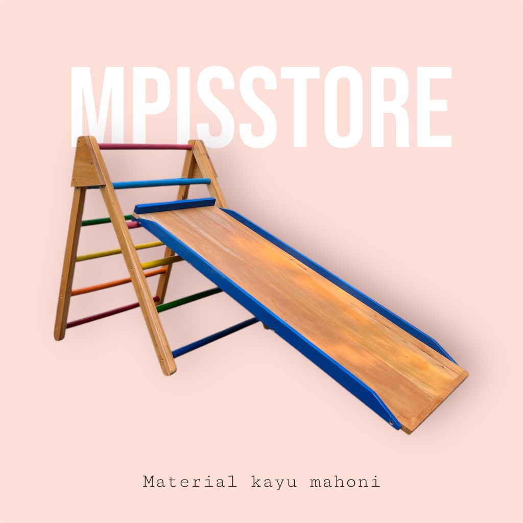 Pikler Triangle Prosotan Anak/ Brakiasi Lipat/ Mainan Kayu