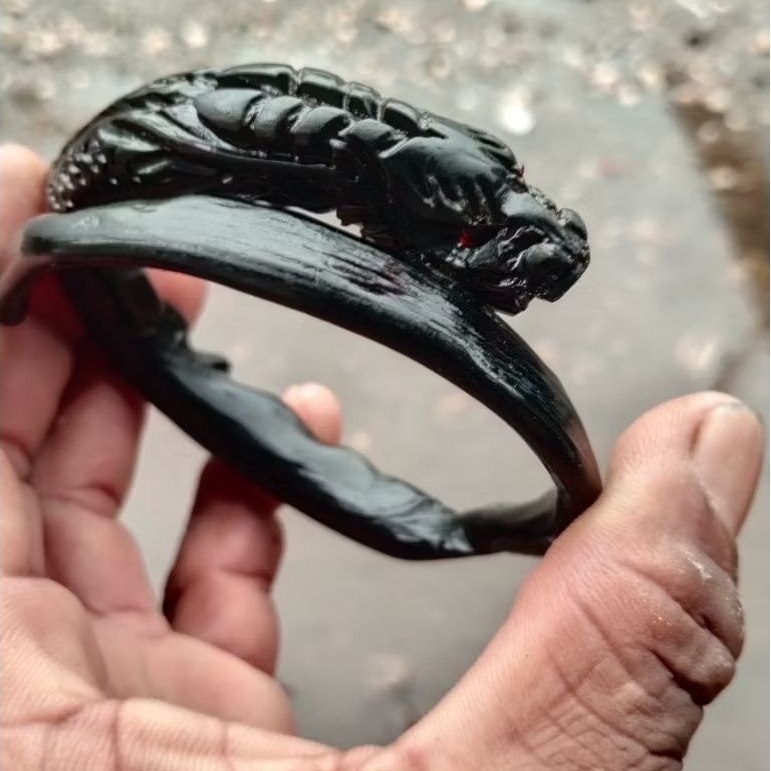 gelang akar bahar ukir kepala naga