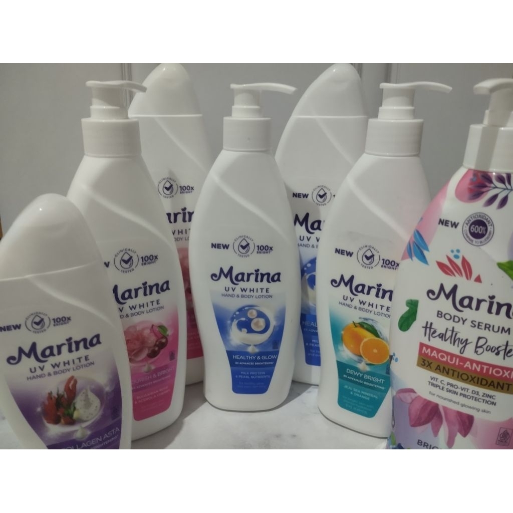 Marina UV White Hydra Bright Hand & Body Gel Lotion 185ml 350ml 400ml
