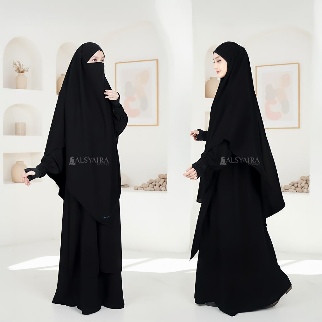 Alsyahra Exclusive - French Khimar Syari Ayumi Jetblack