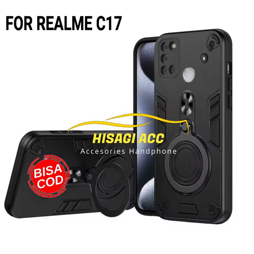 CASING HP UNTUK REALME C17 CASE ROBOT HIT EYE RING PROTEKSI CAMERA CASING STANDING NEW COVER