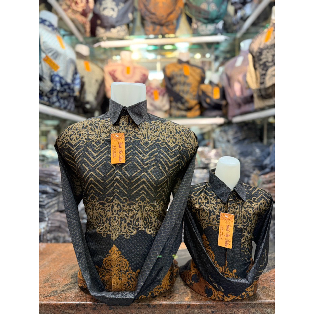 Baju Batik Ayah Dan Anak Couple Bahan Doby / Batik Bahan Doby Motif Terbaru