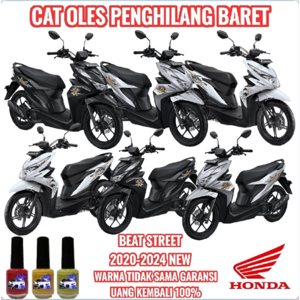 CAT OLES PENGHILANG BARET MOTOR HONDA BEAT STREET MATTE BLACK SILVER, WHITE GLOSY, BLACK GLOSY, 2020