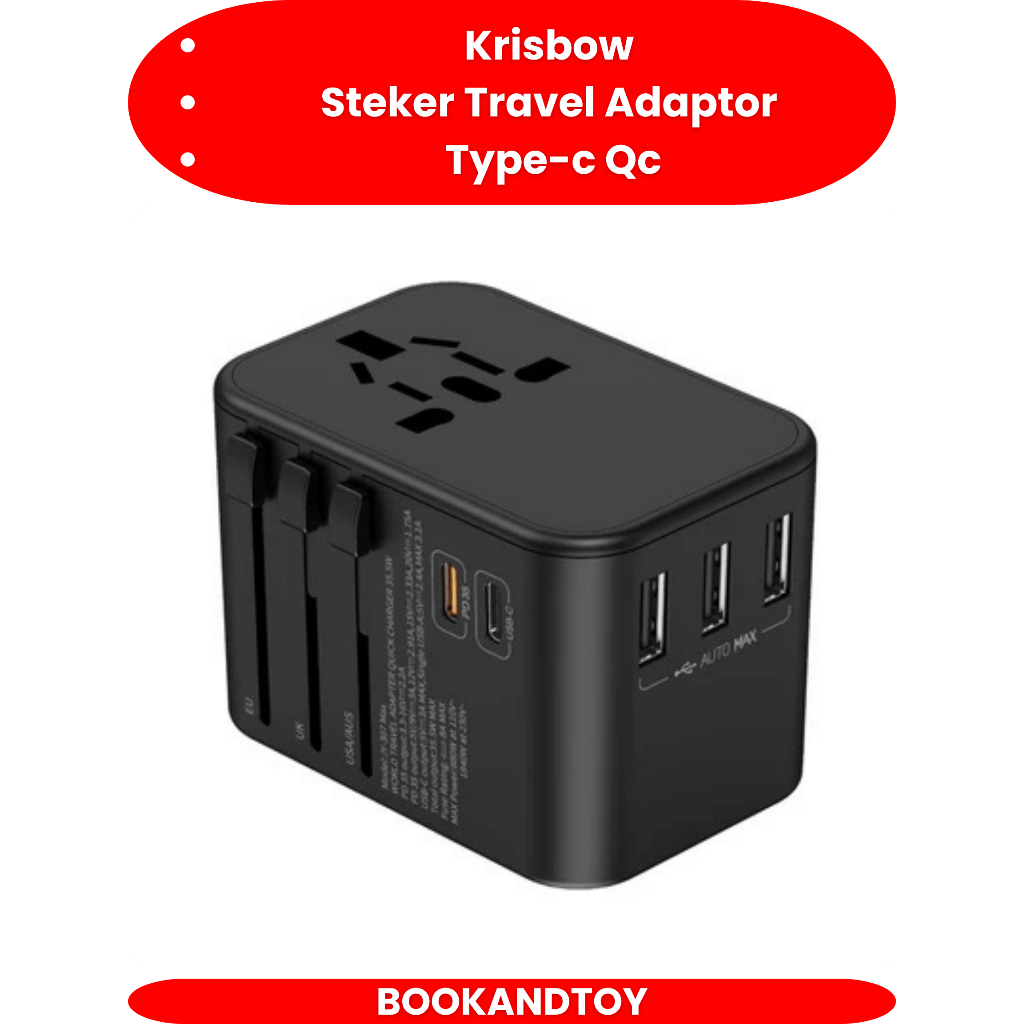 Travel Adaptor Krisbow Steker Travel Adaptor Type-c Qc