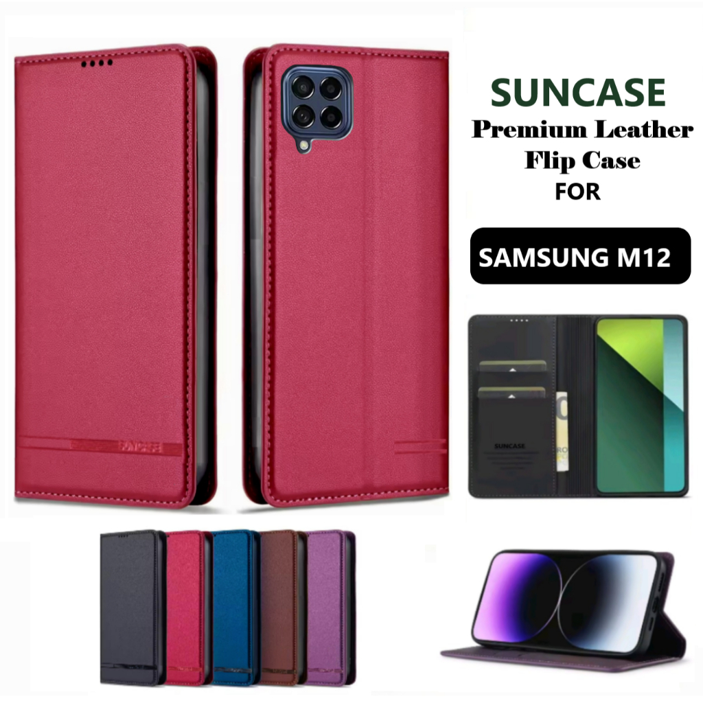 Case for SAMSUNG M12 flip wallet Casing dompet flip cover buka tutup
