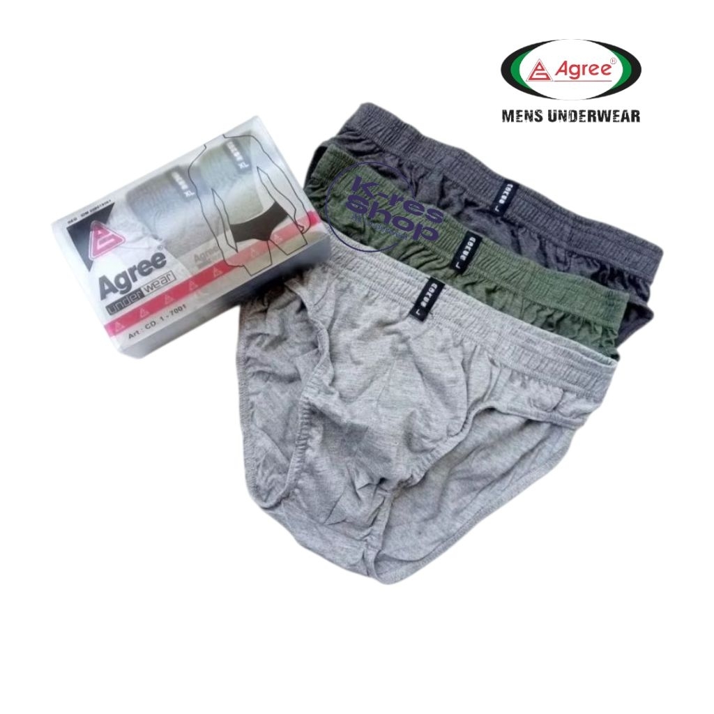 [ 3pcs ] CD Agree 7001 | Celana Dalam Agree Karet Kerut | Cd Remaja Cowok | Cd Agree Sport -KresShop