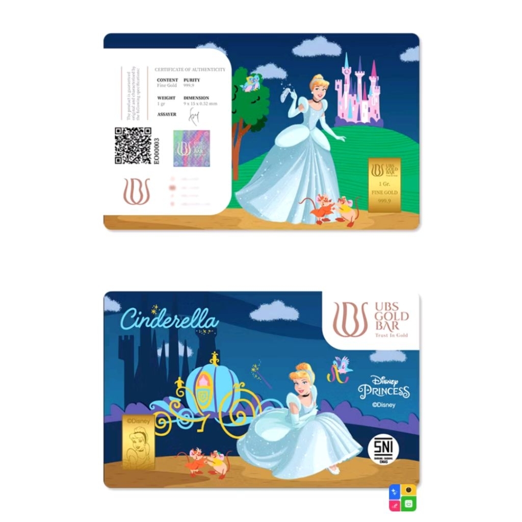 UBS gold disney Princess cinderella 1 gr