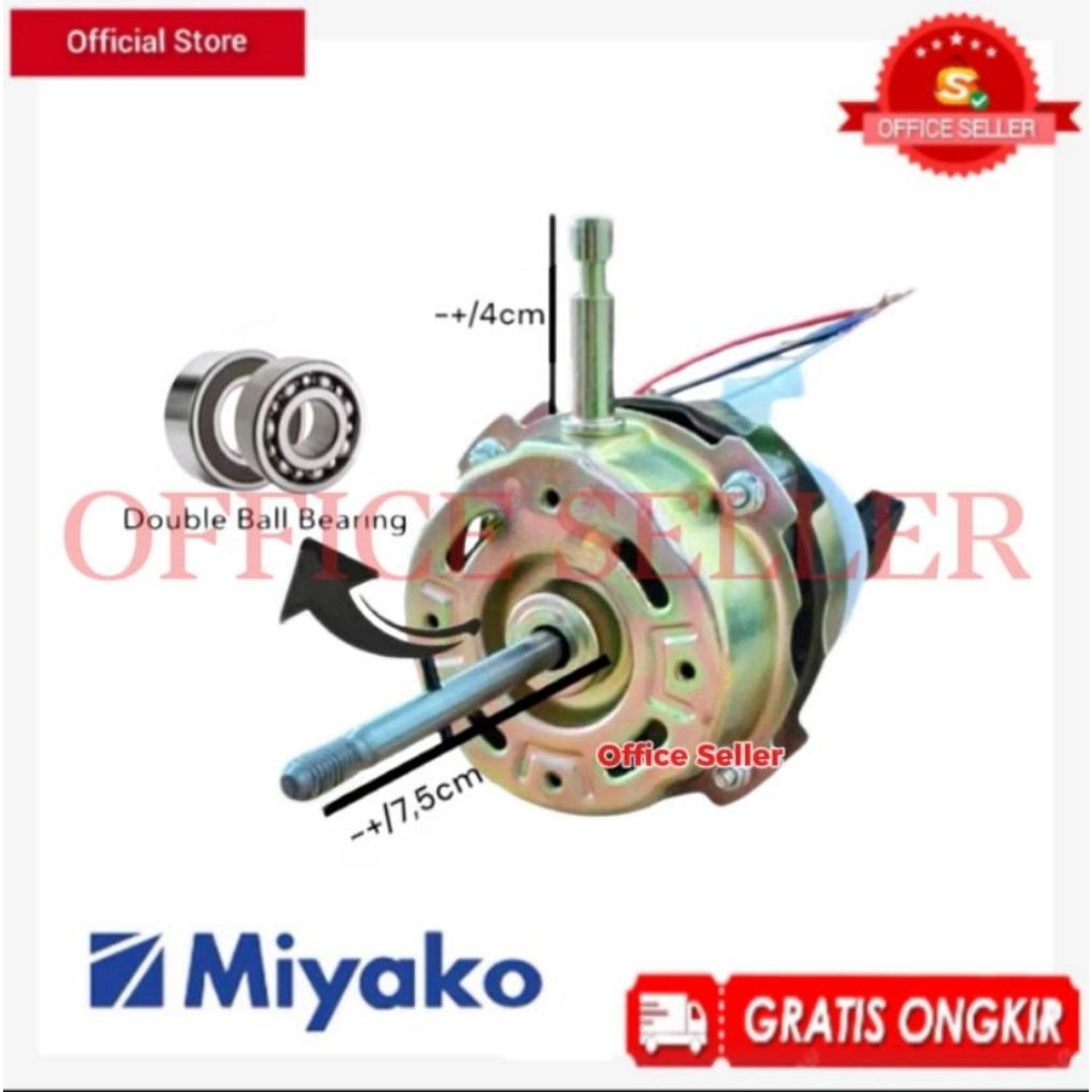 DINAMO MESIN KIPAS ANGIN MIYAKO 16 INCH - 7116 DUOBLE BALL BEARING / MOTOR KIPAS ANGIN MIYAKO DOUBLE
