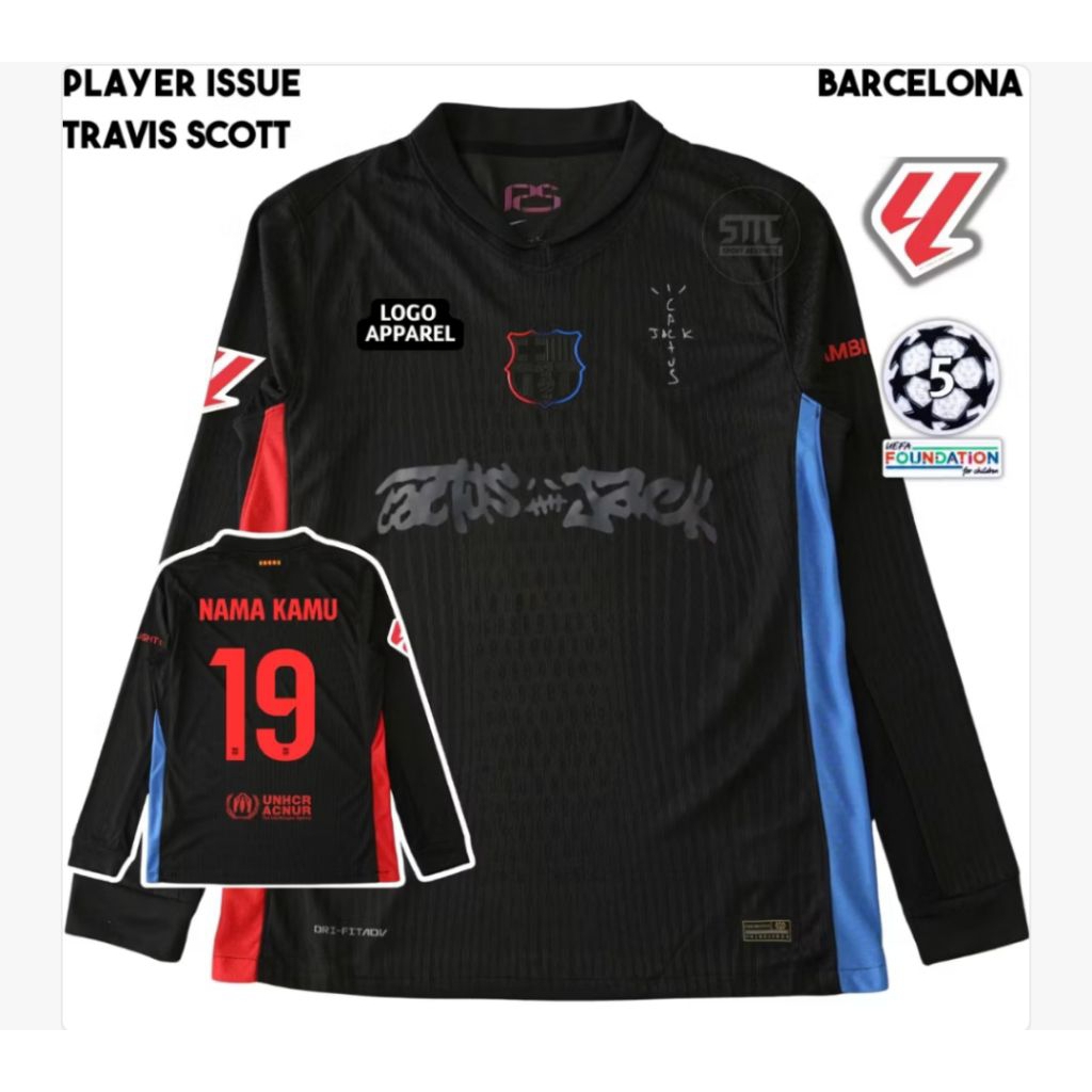 Jersey barcelona away Travis Scott longsleeve 2024 2025 baju bola barca 24 25