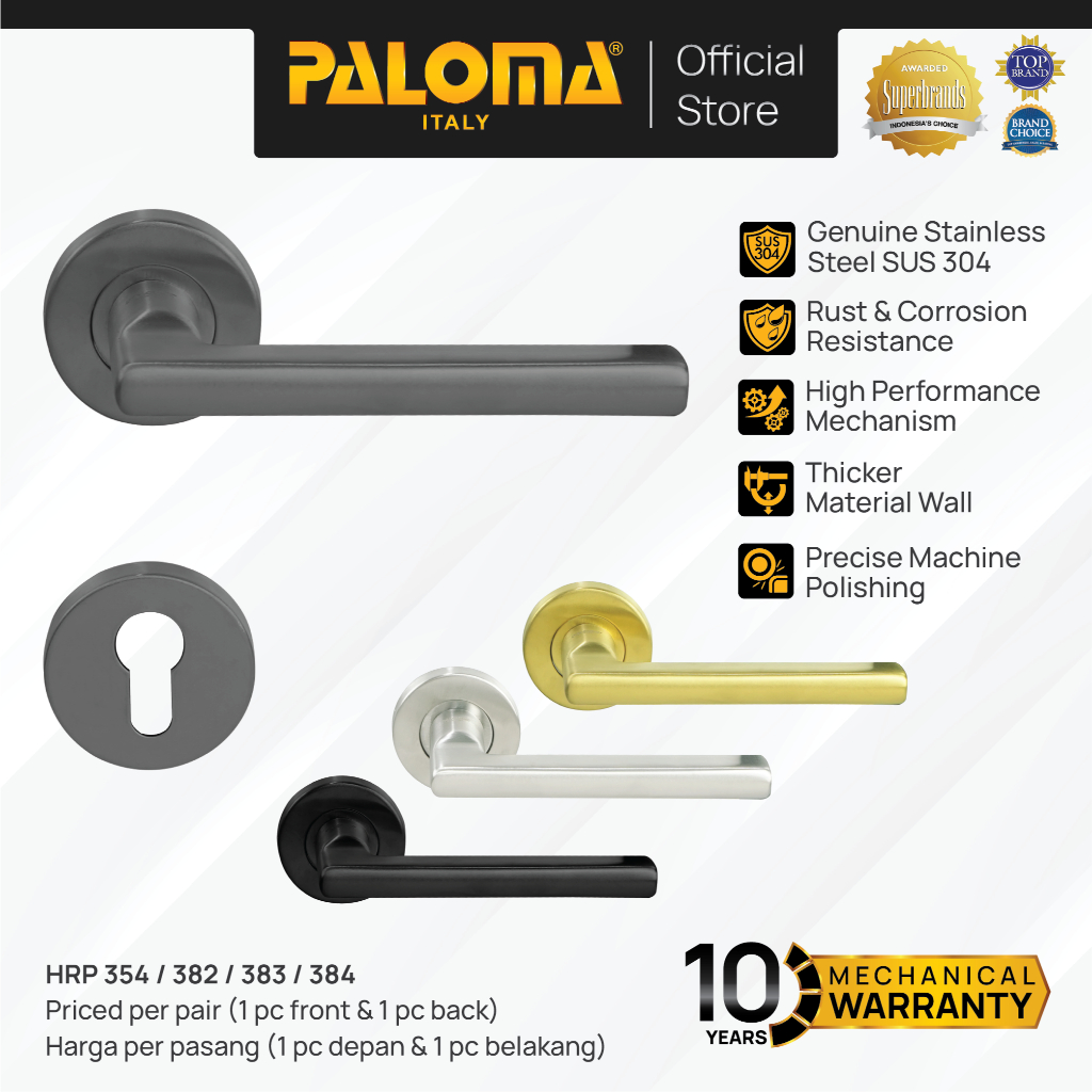 PALOMA Gagang Pintu Door Handle Roses Lever Stainless Steel SUS 304 SUS304 Satin Silver Grey Abu Bla