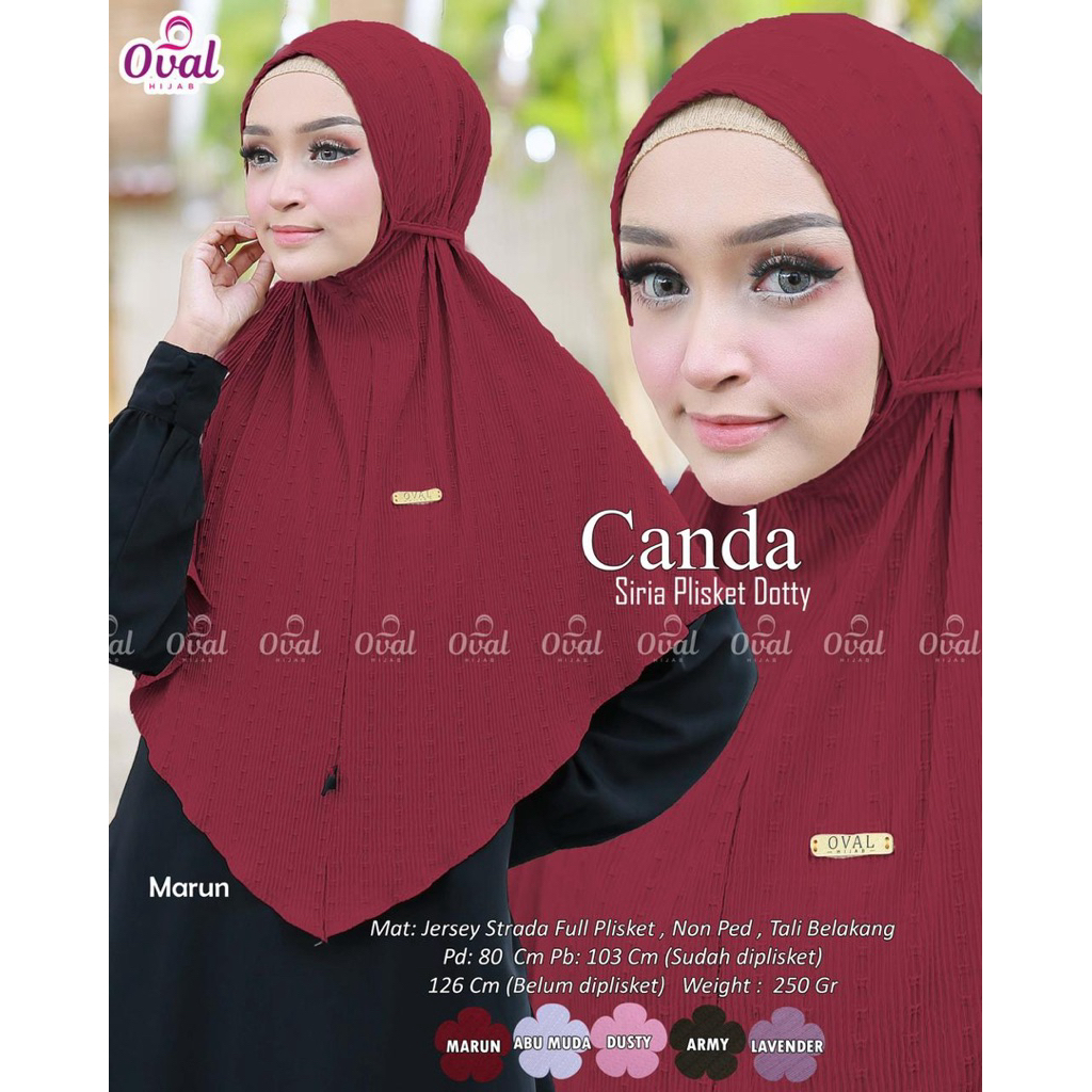 Canda Siria Hijab Jersey Plisket Dotty Original Oval Hijab Instan Nonpad Canda Hijab Original Oval