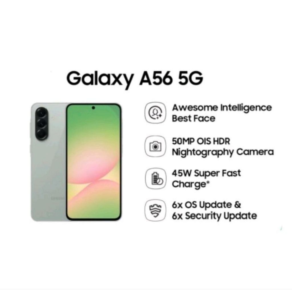 HP SAMSUNG GALAXY A56 5G 12/256 GB - SAMSUNG A56 5G RAM 12GB ROM 256GB GARANSI RESMI