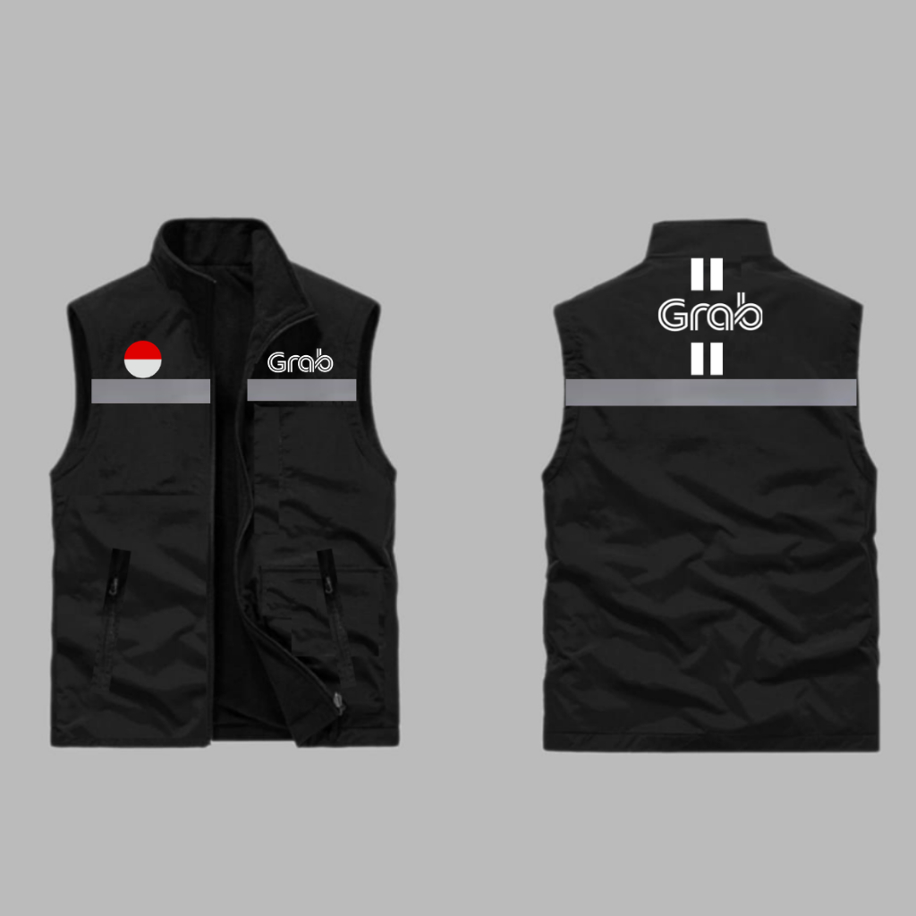 Rompi Motor Pria Anti Angin Tebal GR(AB) Anti Air Rompi Grab | Jaket Grab | Rompi Outdoor Grab Ojol