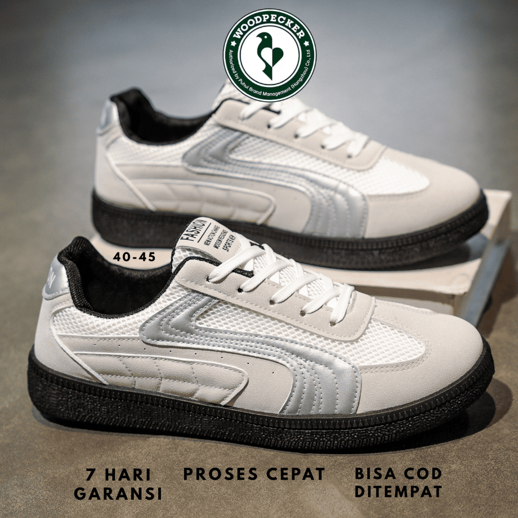 Sepatu Sneakers Wanita Korea Putih Hitam Cream