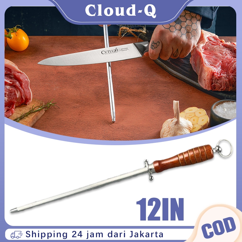 12inch Batang Pengasah Pisau Wooden Handle Gerinda Asahan Pisau Manual