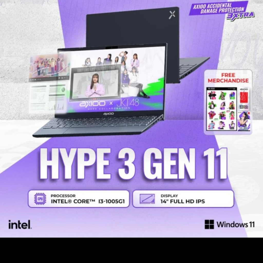 LAPTOP AXIOO MYBOOK HYPE 3 G11 BLUE i3-1125G4 RAM 8GB SSD 256GB WIN11 14" GARANSI RESMI AXIOO