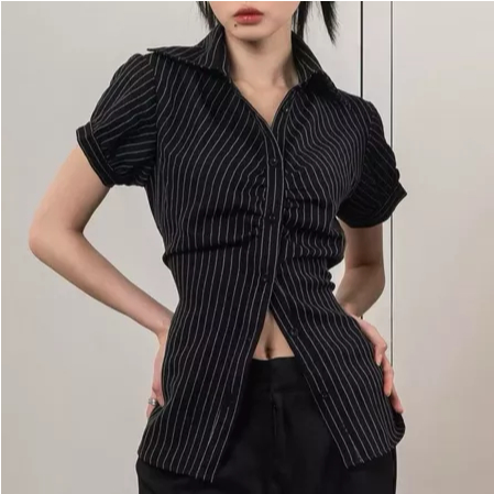 Essi Top Kemeja Salur Fit Body / Kemeja / Kemeja Salur / Fit Body