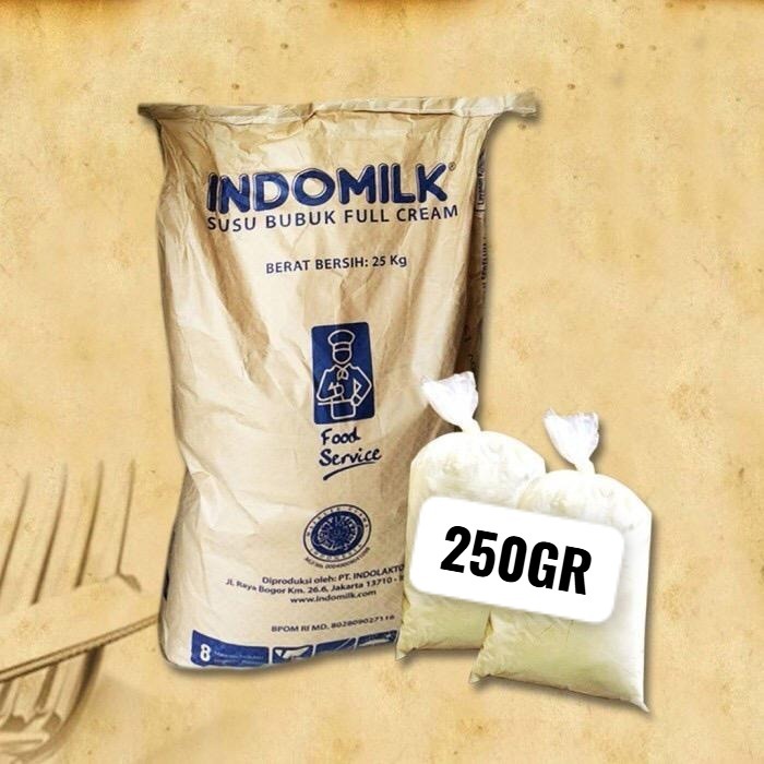 INDOMILK SUSU BUBUK FULLCREAM ECER 250GR, COCOK UNTUK KUE/CAKE/MAKANAN