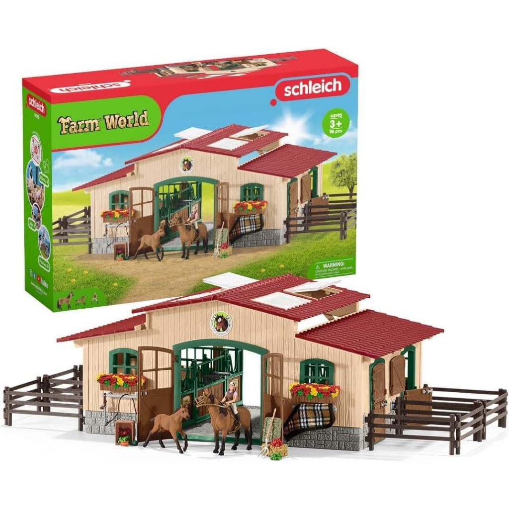 Schleich Farm World - 96PC Riding Center with 2 Horse Figurines, Rider Figure