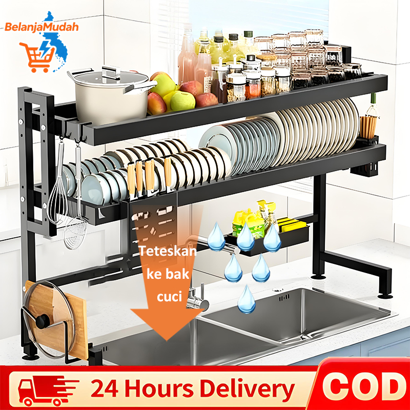 Rak Wastafel Dapur Stainless Steel Rak Piring Multifungsi Rak Penyimpanan Dapur Rak Dapur Rak Stainl