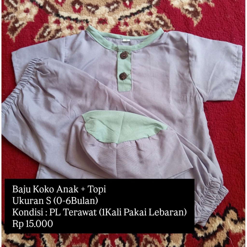 BAJU KOKO ANAK + TOPI ABU HIJAU TOSCA