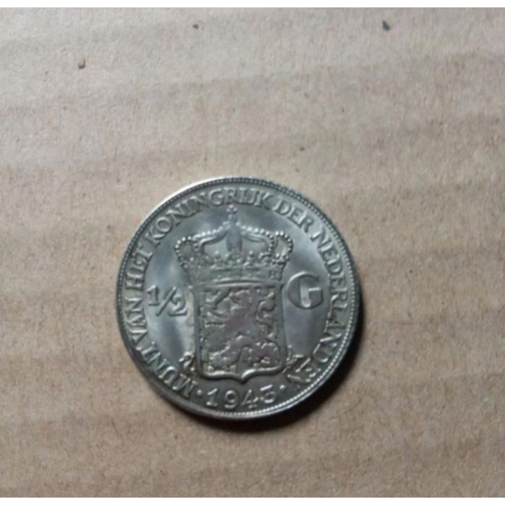 Koin Kuno Nederland Blanda Wilhelmina 1/2 Gulden