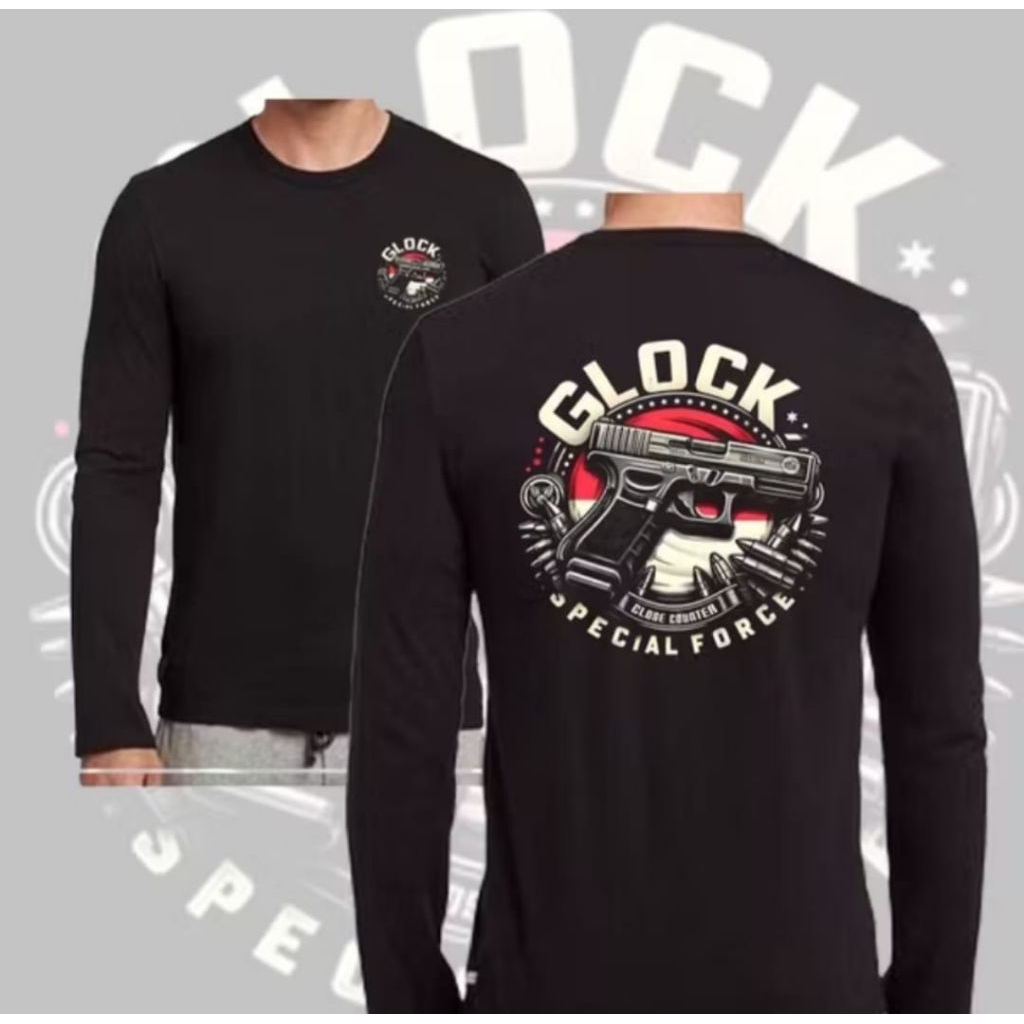 Kaos Hitam Lengan Panjang GLOCK SPECIAL FORCE Kaos Distro Unisex