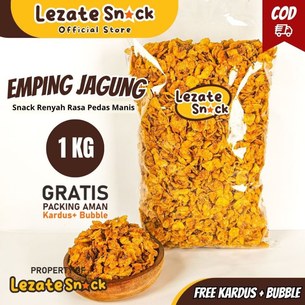 Emping Jagung 1KG Kiloan Murah Rasa Pedas Manis / Jagung Geprek Camilan Murah Emping Corn