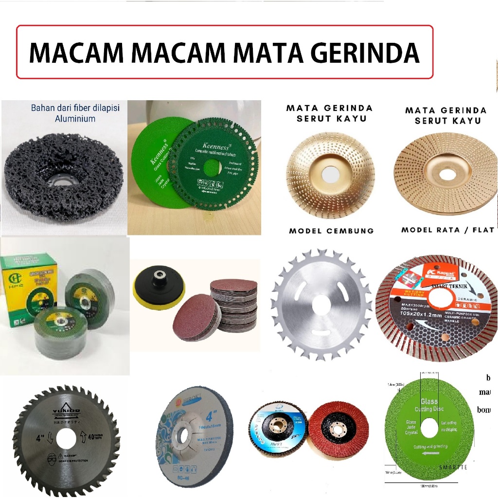 MATA GERINDA 4 INCH KOMPLIT mata gerinda lengkap