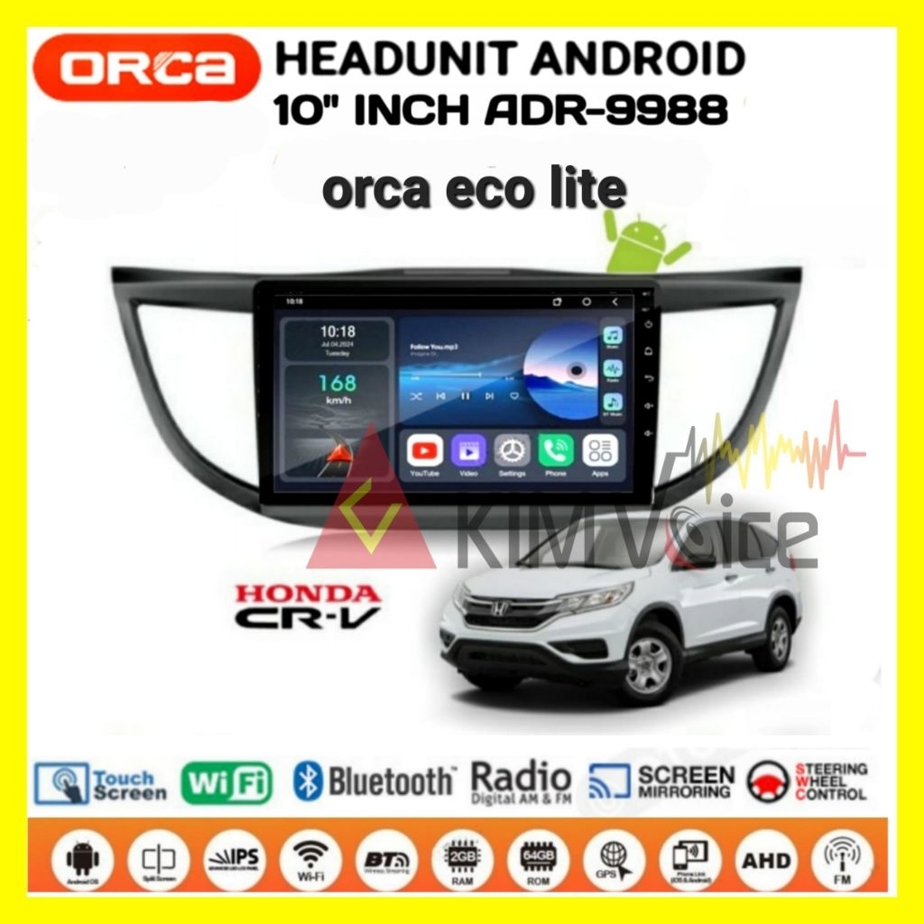 Head Unit Android Orca Eco lite OEM CRV 2012-2016 + soket Canbus