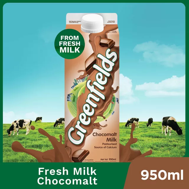 GREENFIELDS FRESH MILK SUSU PASTEURISASI RASA COKLAT 1 DUS 12 PCS