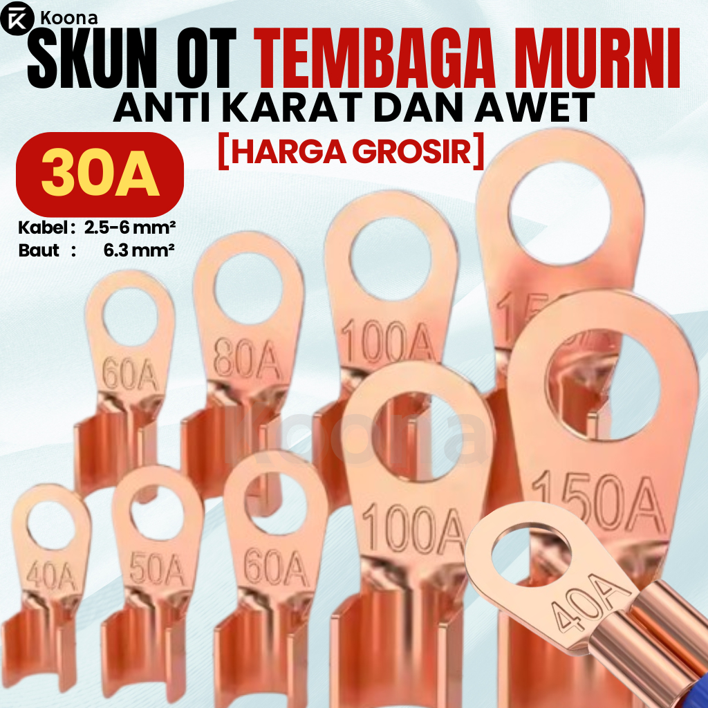 [HARGA GROSIR]  Sekun Kabel OT-30A Scun Cable Ring OT Sekun Cincin Lug  Skun Gepeng Skun Aki