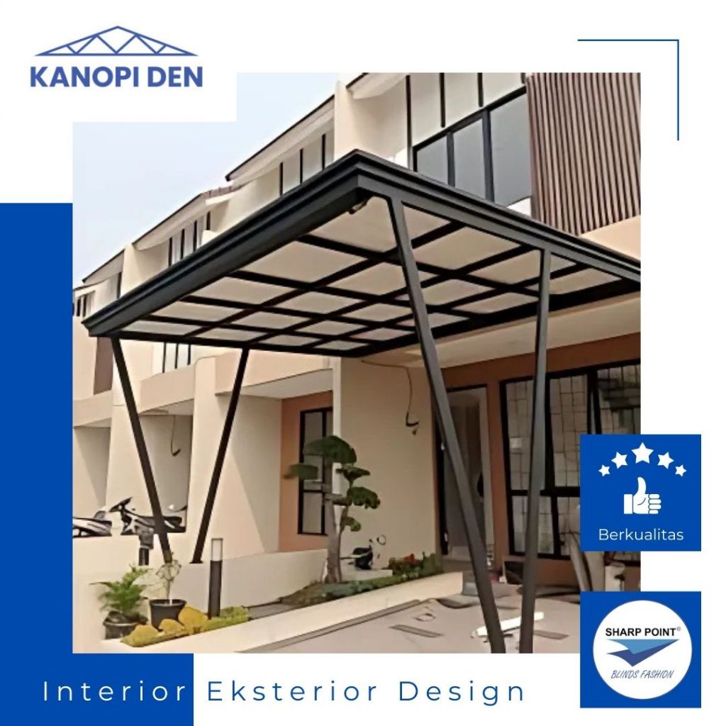Kanopi Alderon Rangka Besi Hollow 4x6 Atap Anti Berisik Anti Bocor