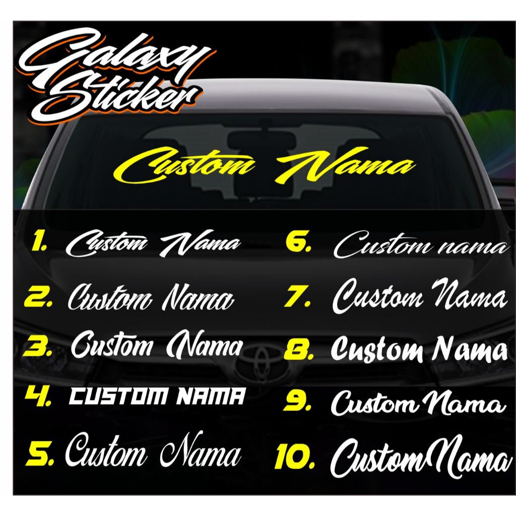stiker nama custom ,sticker nama mobil custom ,sticker nama motor custom