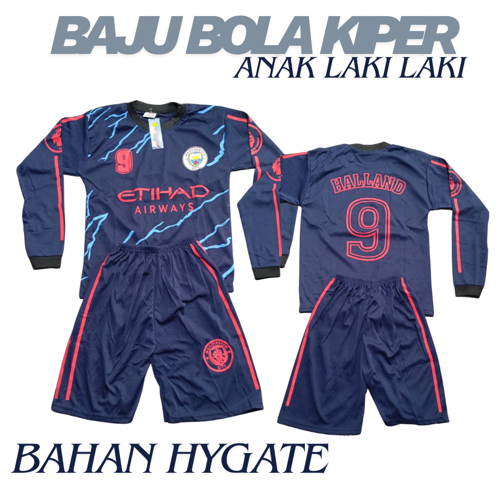COD/ setelan baju kiper mancity away lengan panjang/ baju kiper sepakbola anak laki laki