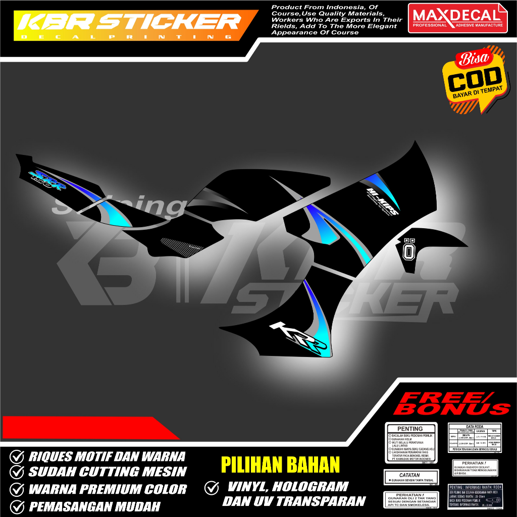 (COD)STICKER  STRIPING MOTOR ORIGINAL NINJA SSR  DESAIN RACING HOLOGRAM DAN TRANSPARAN