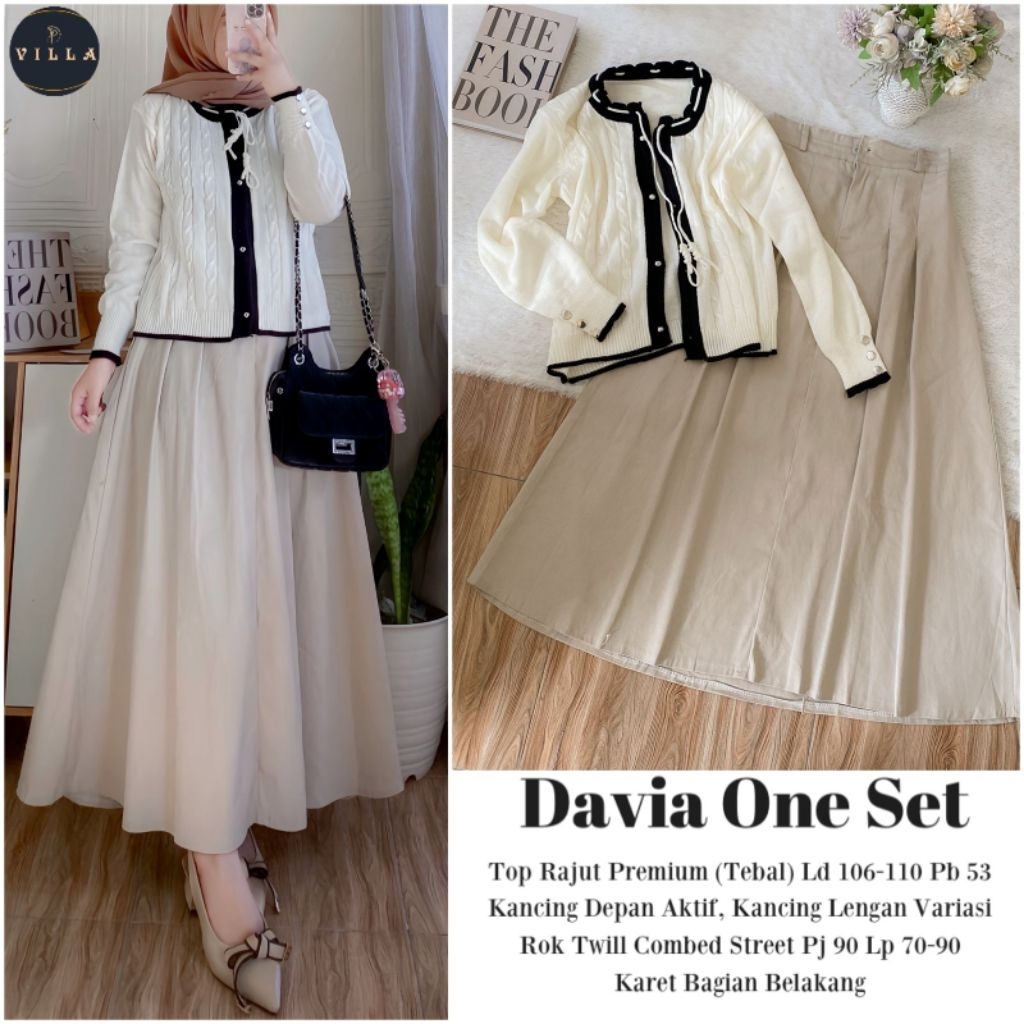 ntpuff - DAVIA SET ori villa / oneset wanita lucu / oneset wanita ala korea / setelan rok ala korea 
