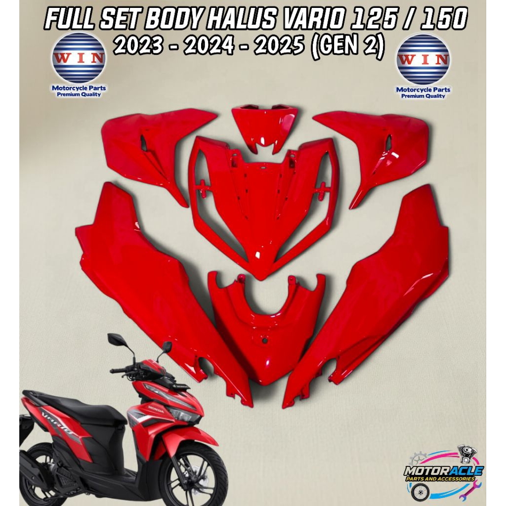 Merk Win - Cover Body Full Set Halus Vario 125/150 Led New Gen 2 2023 2024 2025 MERAH