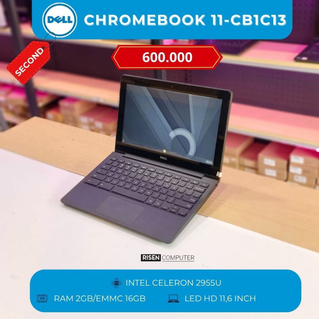 DELL CHROMEBOOK 11-CB1C13 Intel Celeron 2955U HD 11.6inch RAM 2GB EMMC 16GB Notebook Second Bekas
