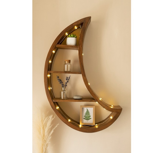 Rak bulan kayu jati | Rak kayu jati murah| Rak kayu serbaguna | Rak estetik | Rak kayu