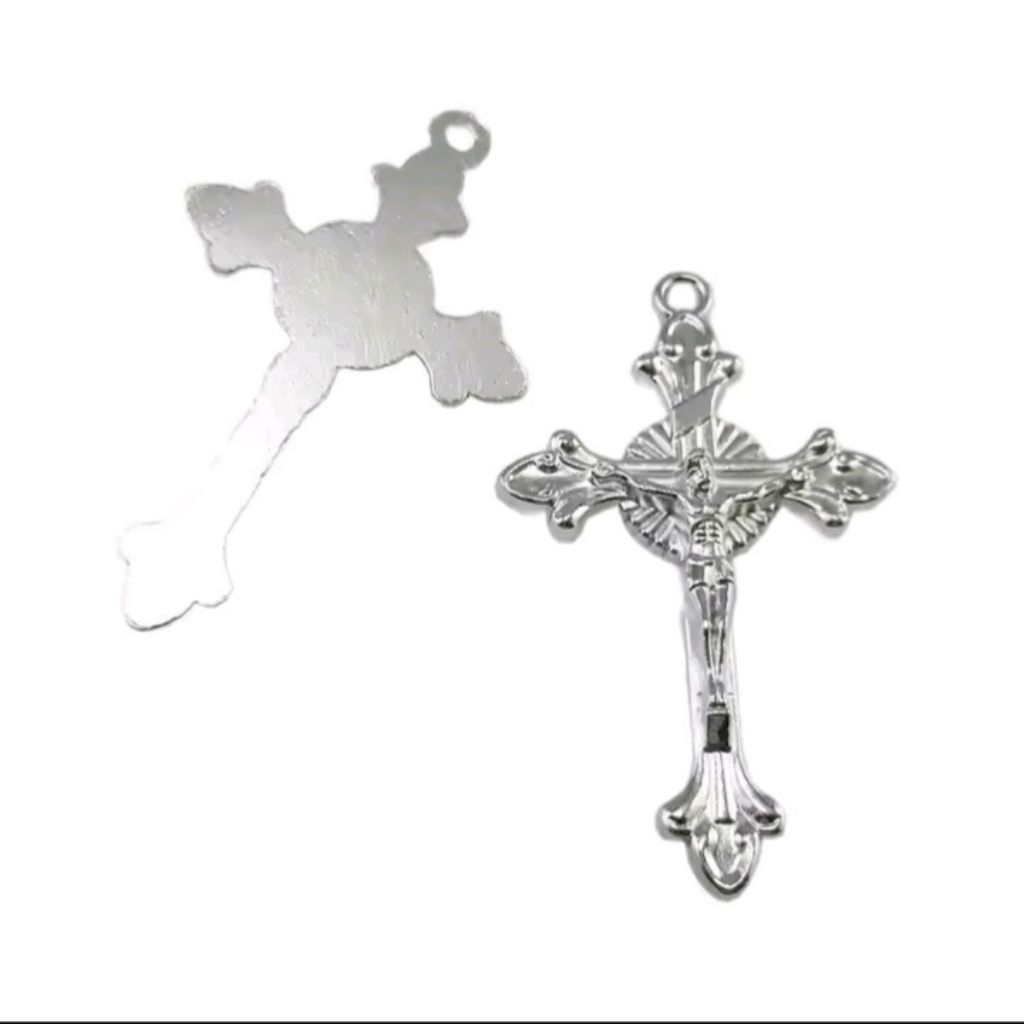 Liontin 5030 Salib Yesus Logam Perak | Bahan DIY Rosario Gelang Kalung Gereja Katolik